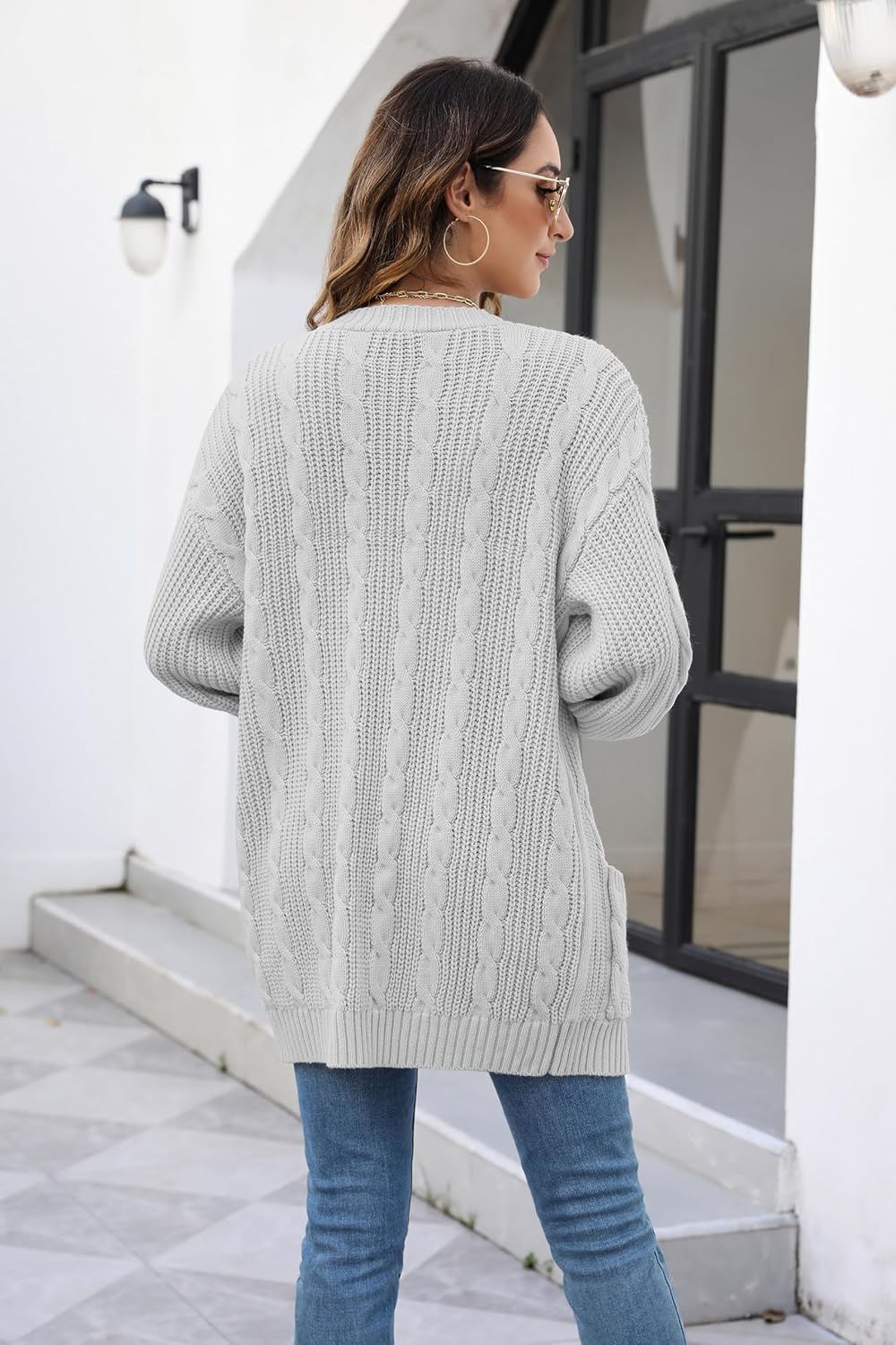 Women's Cable Knit Cardigan Sweaters Open Front Long Sleeve Oversized Cardigans Chunky Fall Pockets Outerwear - Image 5
