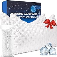 Vista 11 de Almohada refrescante para dormir de lado para dolor de cuello y hombros, almohadas de cama curvadas de espuma viscoelástica triturada de lujo