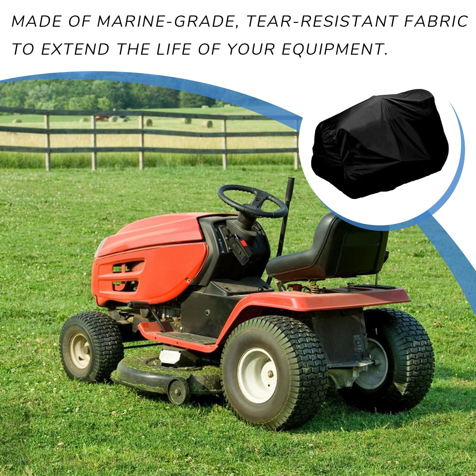 Cubierta de cortacésped, cubierta para cortacésped, cubierta para tractor de césped impermeable | Protectores resistentes a los rayos UV con bolsa de almacenamiento para exteriores, jardín