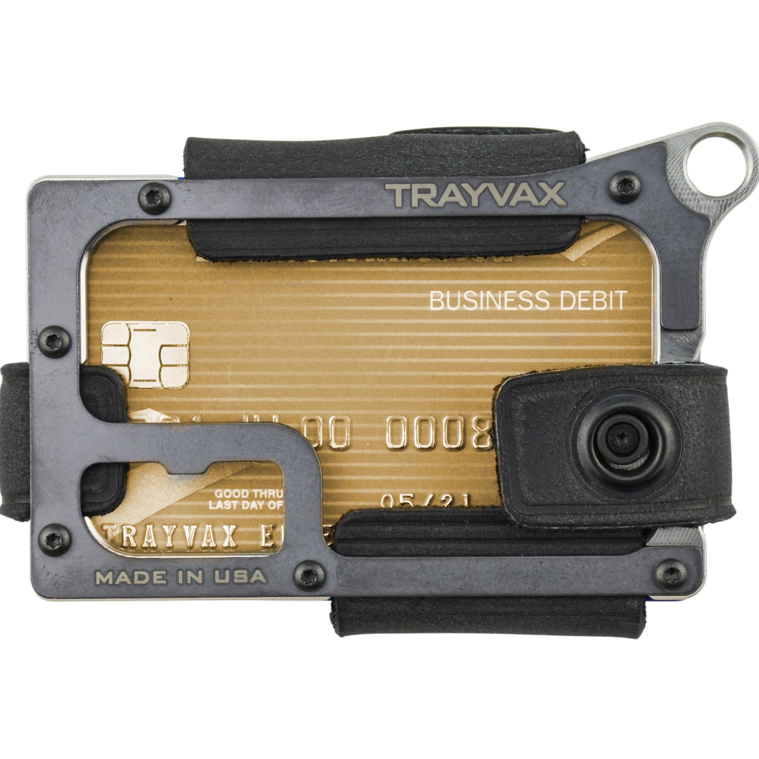 TrayvaxContour Wallet, RFID Front Pocket Money and Credit Card Holder, Minimalist Slim Leather Metal Wallet for Men and Women, Raw Stealth Black