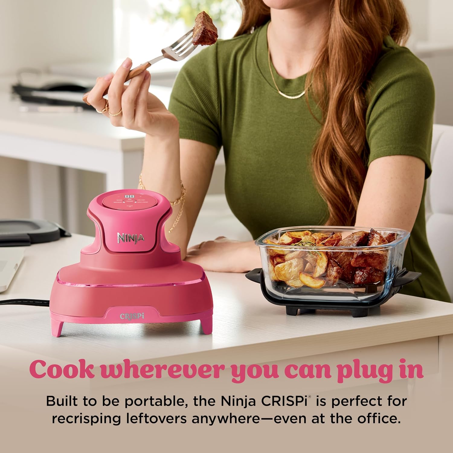 Ninja | Air Fryer | Crispi 4-in-1 Portable Cooking System | 4QT & 6 Cup Glass Containers, Crisper Plates & Storage Lids Included | Microwave, Freezer & Dishwasher Safe | Cherry Crush | FN101DR, view 12