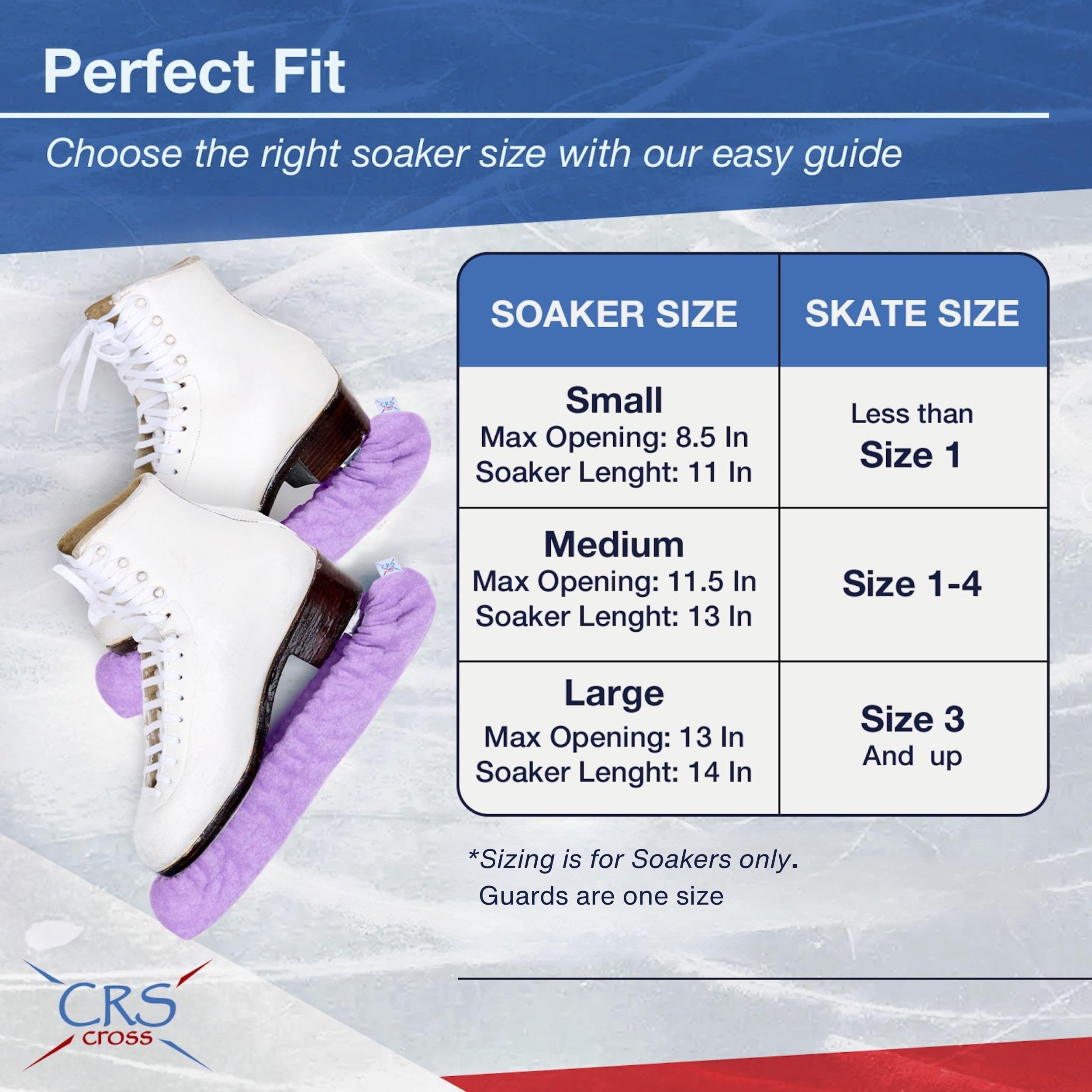 CRS Cross Juego de protectores de patinaje sobre hielo, remojo y toalla, diseño de una pieza con cubiertas suaves de hoja de patinaje y toalla (par de protectores ajustables, no requiere montaje)