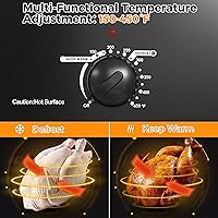 Vista 3 de Horno tostador de 18 cuartos de galón con tapa de autohilvanado, horno eléctrico de pavo de acero inoxidable de 1450W con asas de tacto frío, Negro