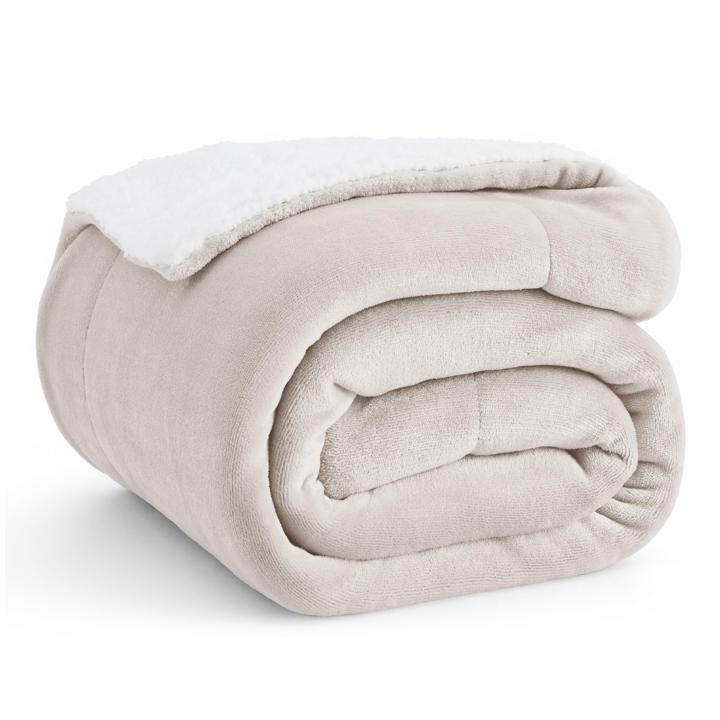 BEDSURE Kuscheldecke - Warm Sherpa Wolldecke & Sofadecke, Flauschig Sofaüberwurf Decke, Dicke Couchdecke, Fleecedecke, Flauschige Wohndecke für Couch, Beige, 150x200 cm, XL