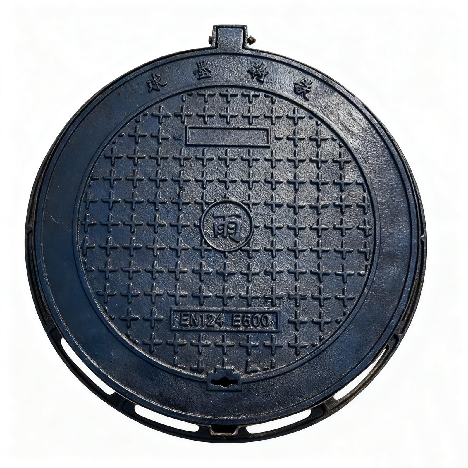 GLDYTVF Heavy-Duty Cast Iron Manhole Cover, Round Black Access Hatch for Road & Sidewalk, Septic Tank Lid with Base, 70x70cm/27.6x27.6in, Durable & Weather-Resistant