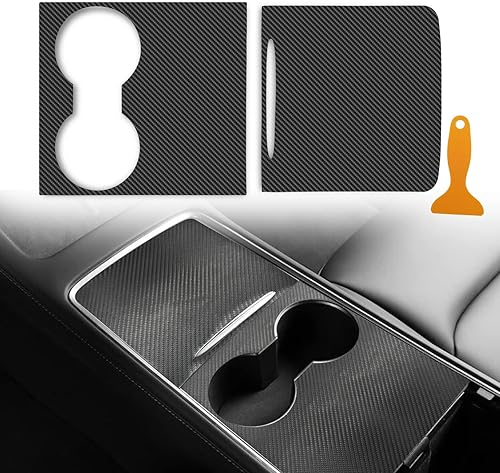 Kit de envoltura de cubierta de consola de fibra de carbono compatible con TSL 2021-2024 Modelo Y y 2021-2023 Modelo 3 TSL, kit de envoltura de
