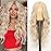 AISI HAIR Platinum Blonde Highlight Wig for Women, Long Wavy Lace Hairline Middle Part Synthetic Heat Resistant Wig for Daily Party-26 Inch