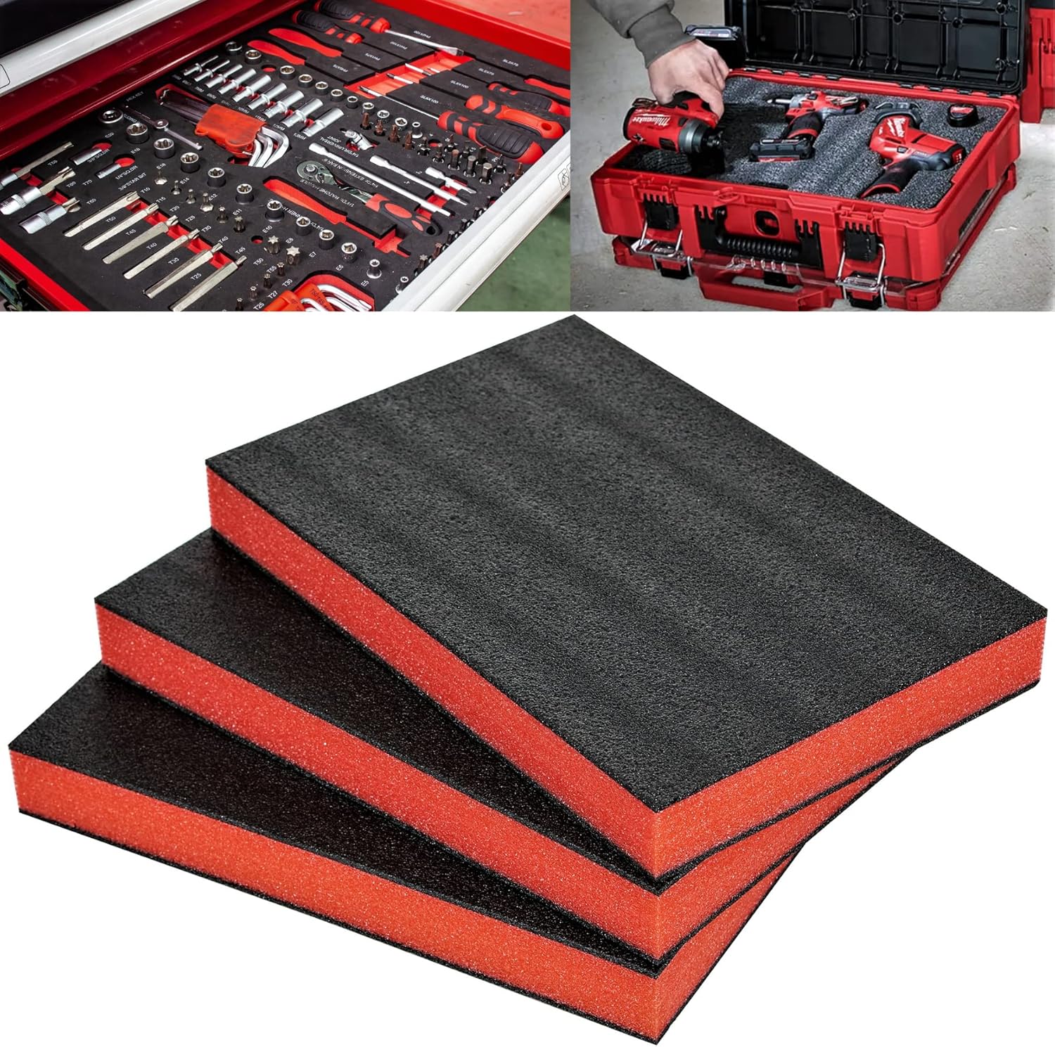 ONREVA Tool Box Foam, Toolbox Shadow Foam Organizers, 18 x 12 x 2.2
