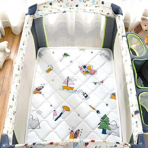 Miniatura 2 de Colchón Pack and Play, 38 x 26 pulgadas, colchón de tela de algodón de alta calidad, colchón de patio de juegos reforzado con seguridad, apto para