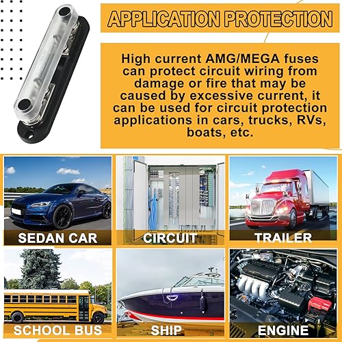 Miniatura 7 de Yexiya ANL - Bloque de fusibles de 300 A 48 VCC con cubierta aislante adecuado para inversores estéreo de automóvil vehículos recreativos barcos
