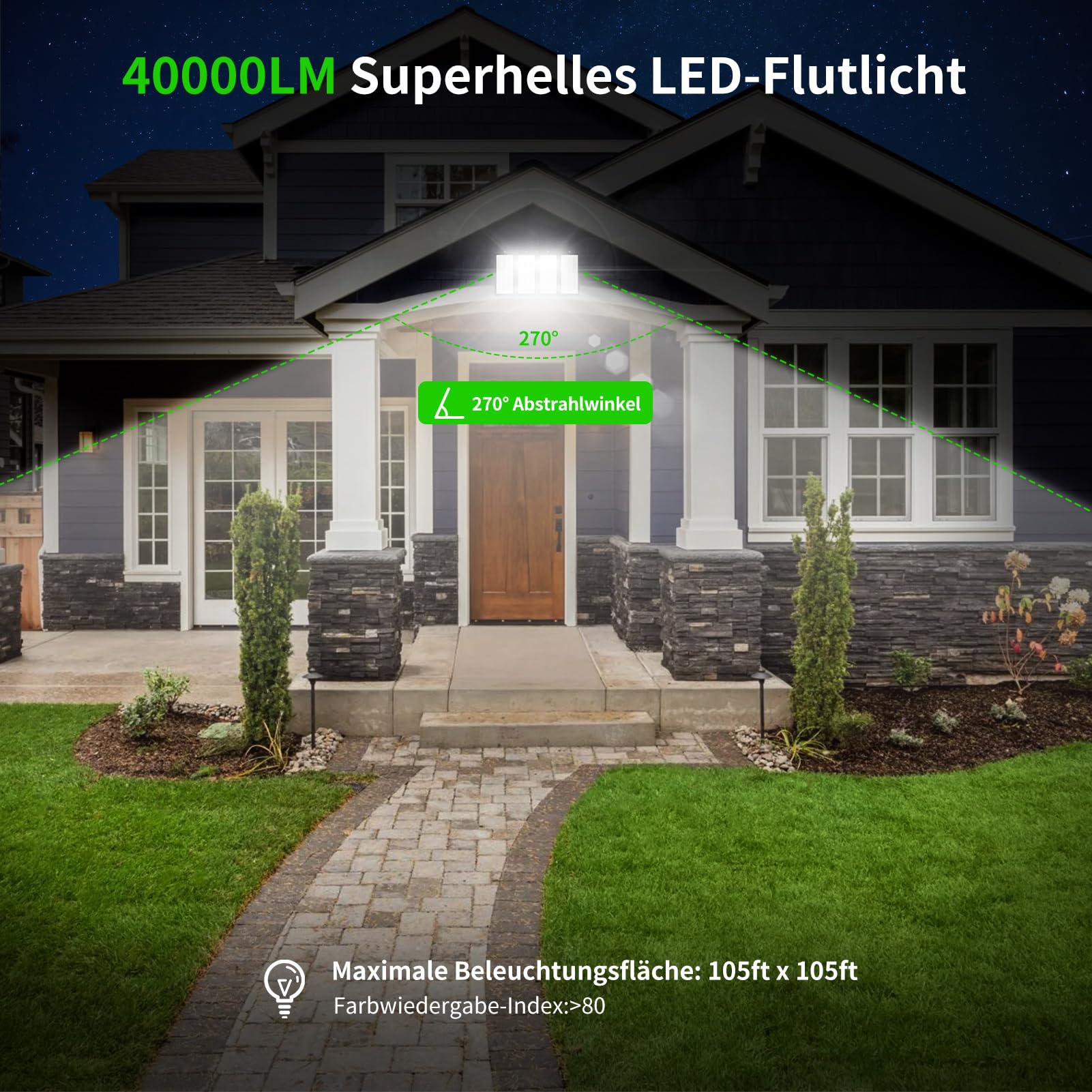 LED Strahler Außen 400W,Superhell 40000LM LED Scheinwerfer,6500K Kaltweiß Fluter Flutlicht Außen,IP66 Wasserdicht Aussenstrahler,Außenstrahler für Garten Garage Terrassen