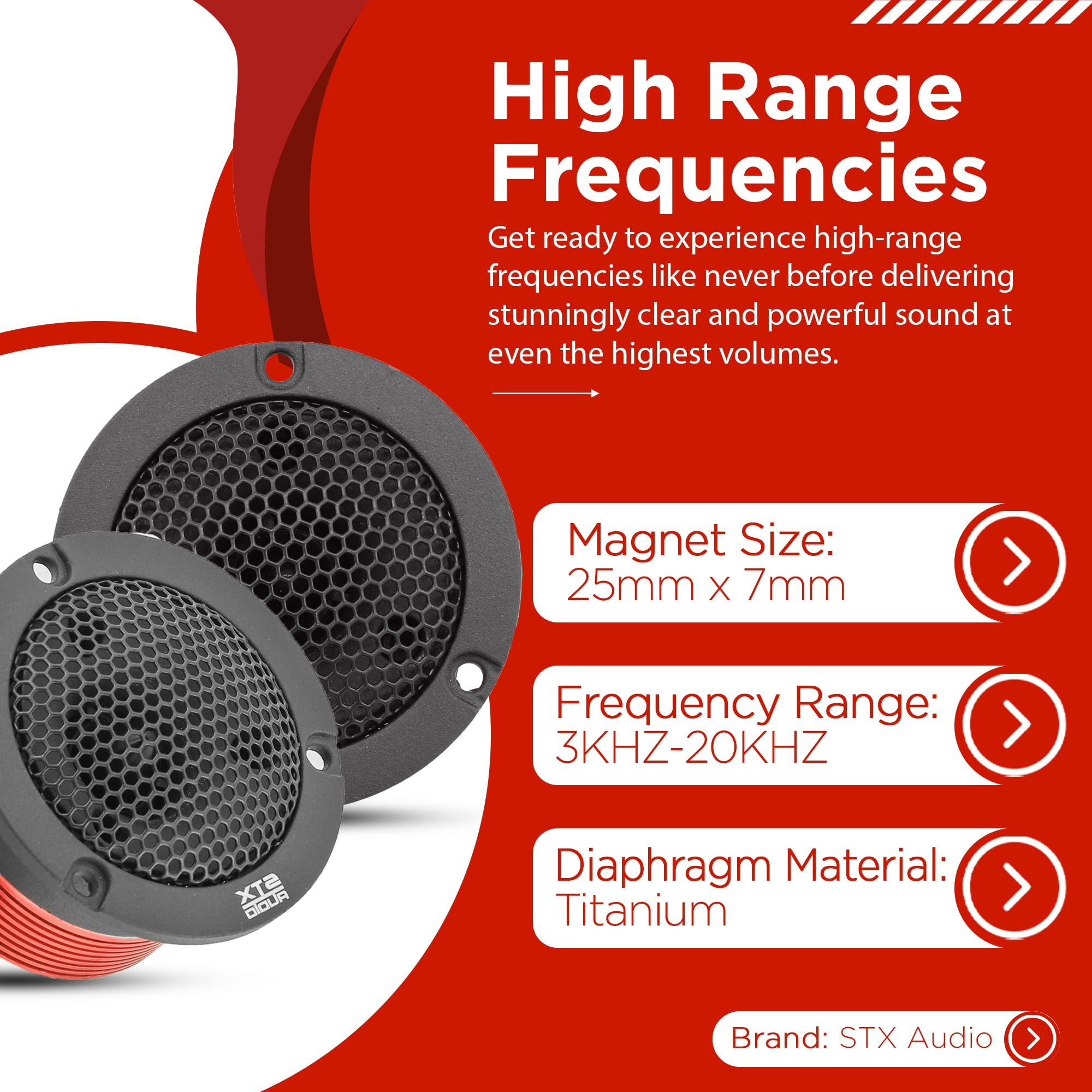 STX Audio STX-580TW - Tweeter Profissional de 7,5 cm, 4 Ohm, 500 W