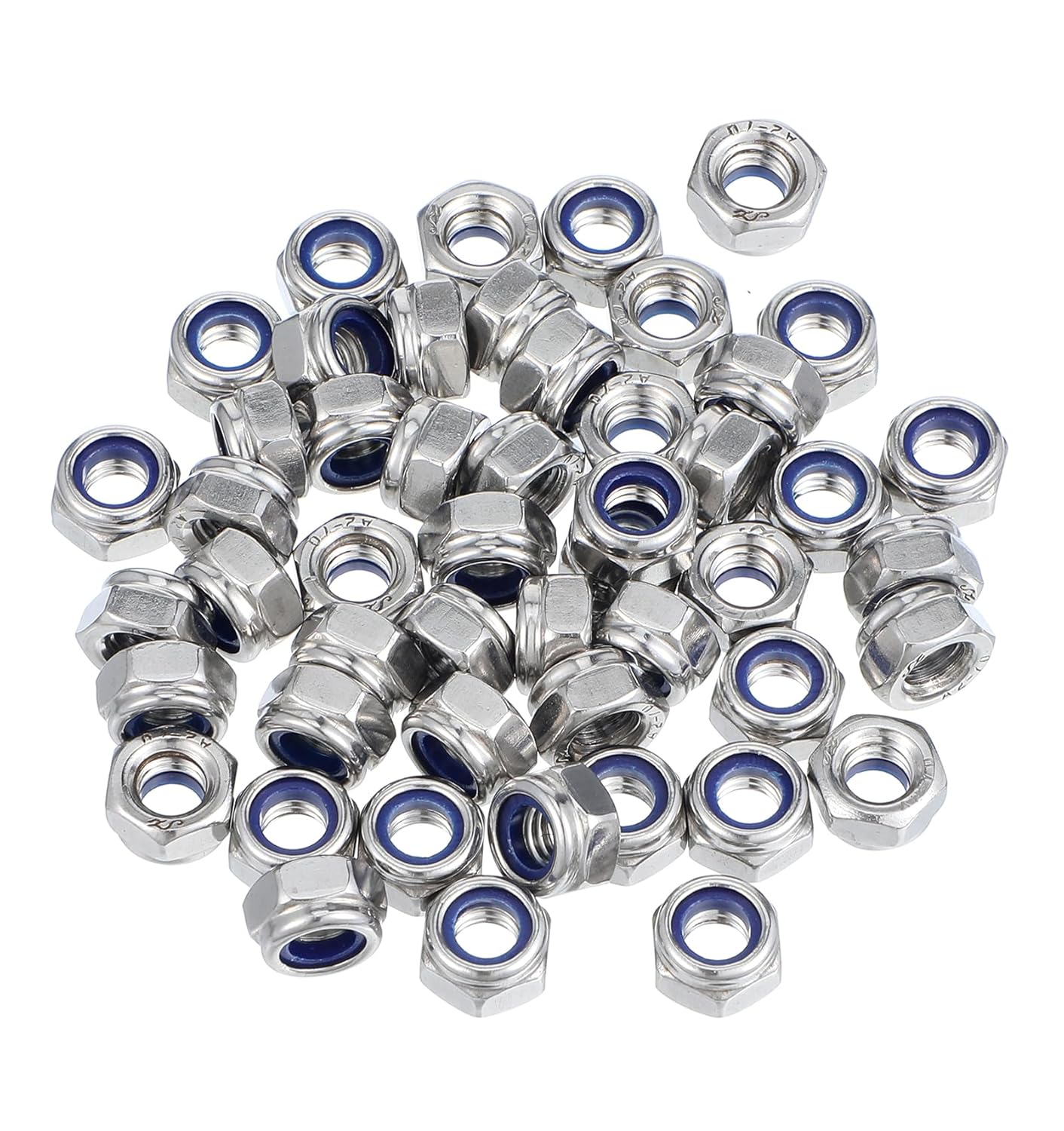 50 Pcs M6 Nut, M6 Lock Nut Inserted Hex Stainless Steel Self Locking Nuts for Bolts, Corrosion Resistant Fastener Hardware