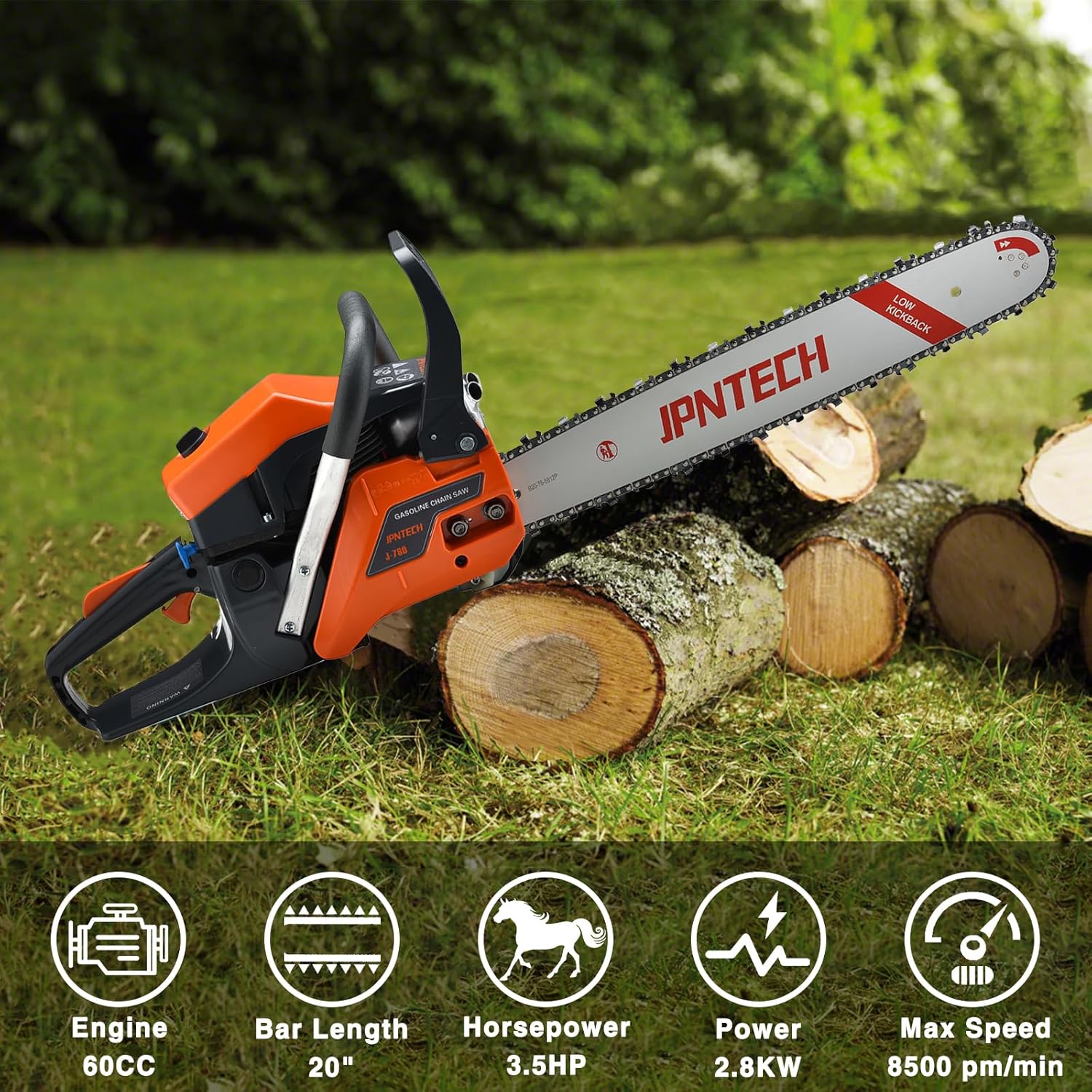 JPNTECH 60cc Gas Chainsaw Key Specifications