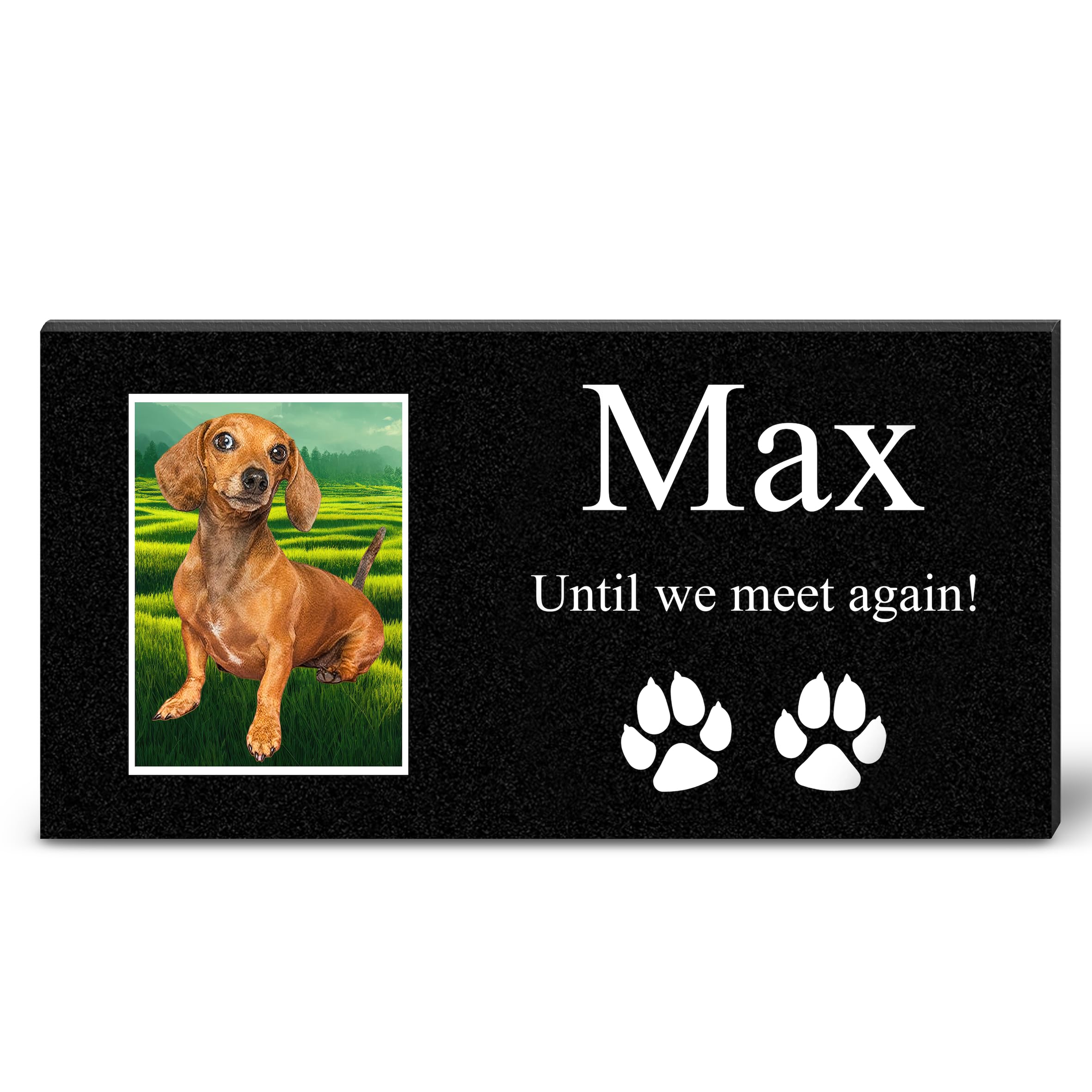 ADFSTONE Piedra de Granito Grabada con Láser Conmemorativa para Perro, Conmemorativa para Mascotas, Piedra de Granito Negro Marcador de Tumba con Imagen, Personalizado