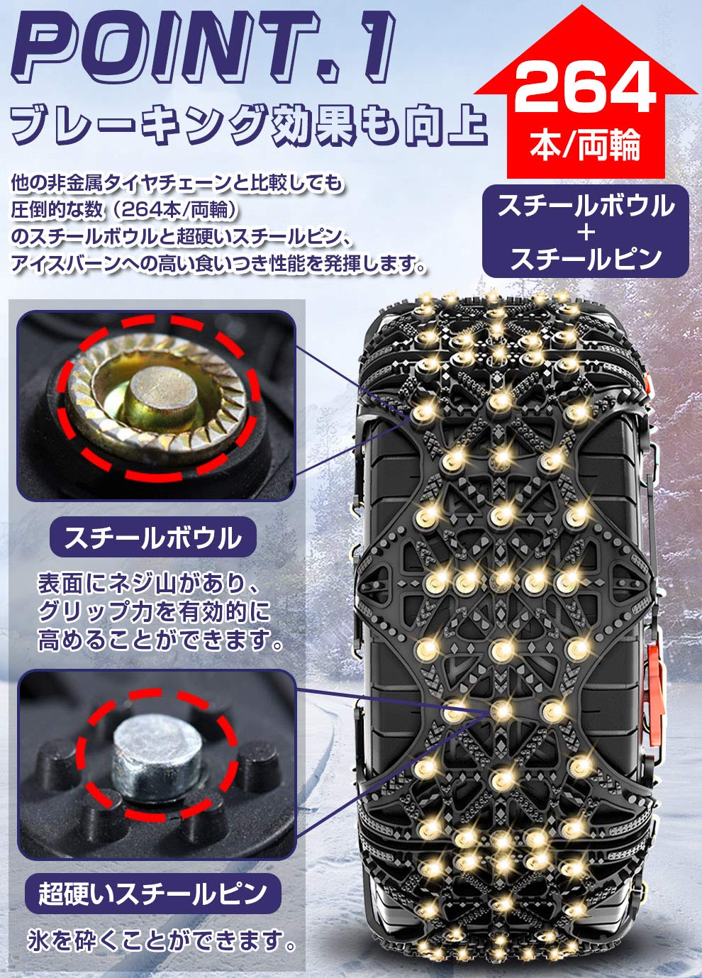 SWITISAN 非金属 タイヤチェーン 195 60R16 チェーンスノーチェーン 取り付け簡単 チェーン 車両移動不要 ジャッキアップ不要 雪?策 冬用 (A-7) SWITISAN 非金属 タイヤチェーン 215 50R18 チェーンスノーチェーン