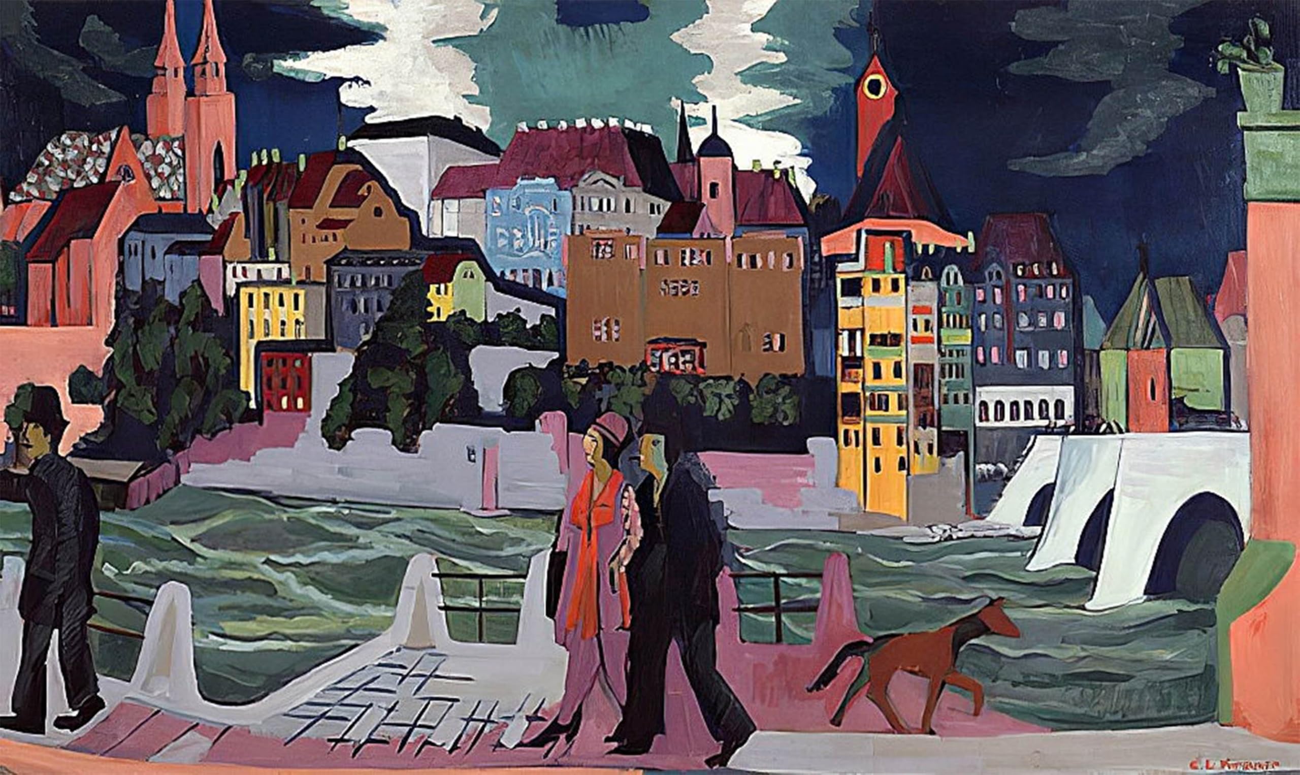 Posteriik No Frame Famous Print Pop Art Wall Art Graffiti View Of Davos By Ernst Ludwig Kirchner Art Prints For Home Decor 60X90cm