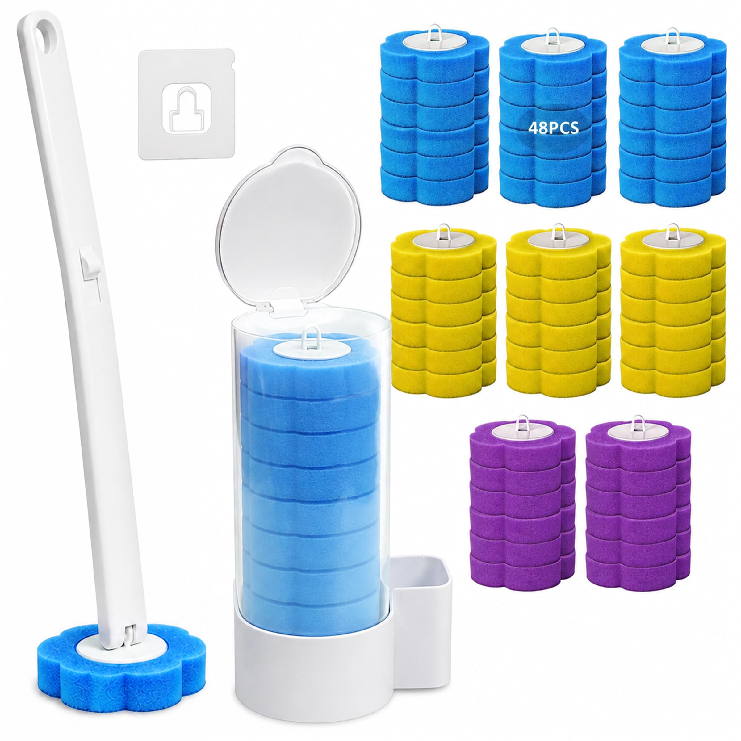Disposable Toilet Brush 1 Pack with 48 Replacement Heads