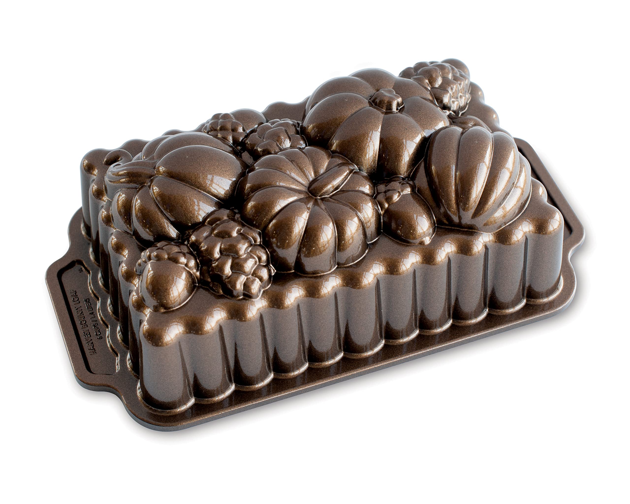 Nordic Ware Stampo Pane e Dolci Autunnale, Stampo Torta e Pagnotta Finemente Dettagliata, Tortiera in Alluminio Antiaderente, Accessori Cucina di Alta Qualità Made in USA, Colore: Bronzo