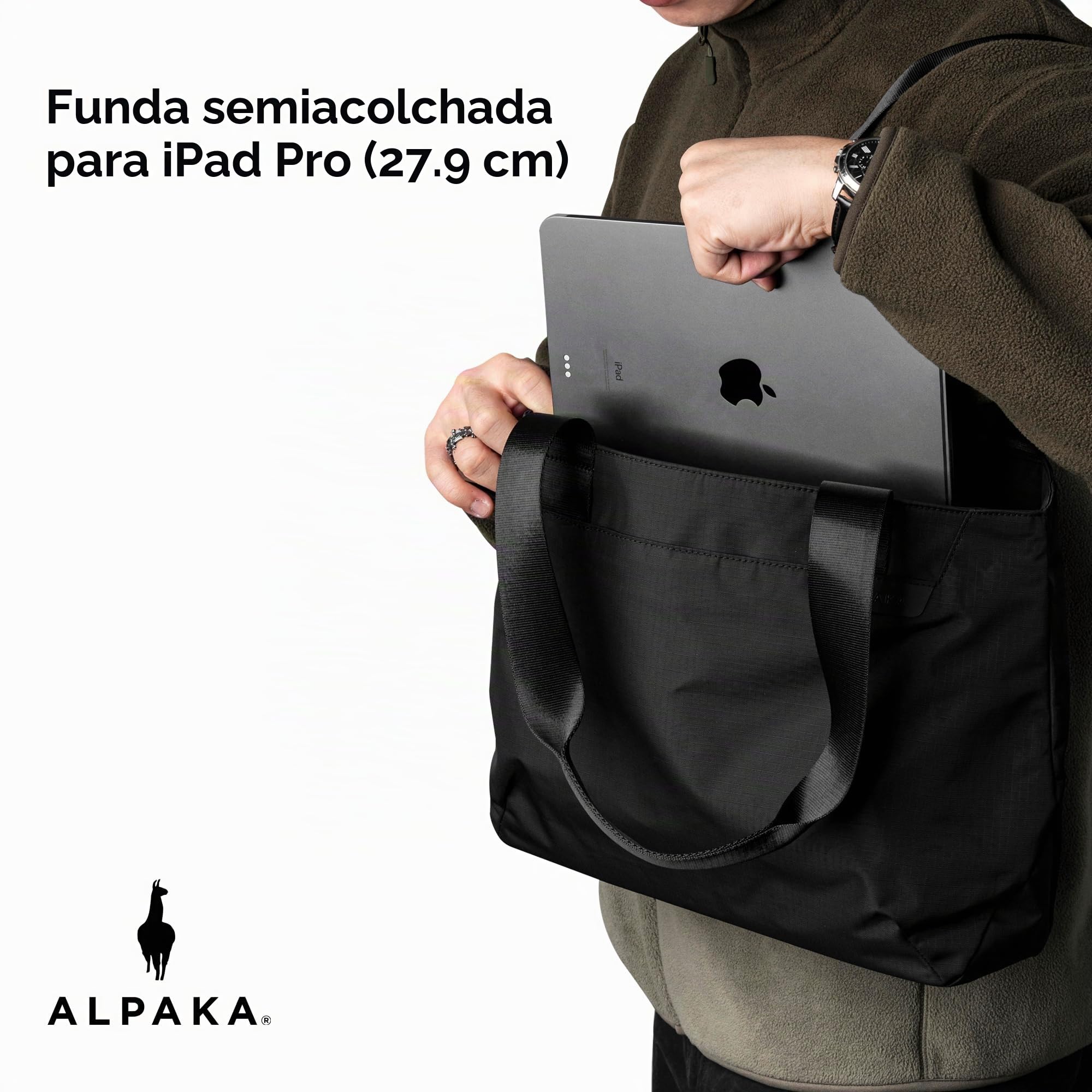 ALPAKA Elements Tote – Bolso Tote Unisex en S/M/L | Para iPad o portátil, resistente al agua, cierre magnético, múltiples bolsillos, para diario y viaje