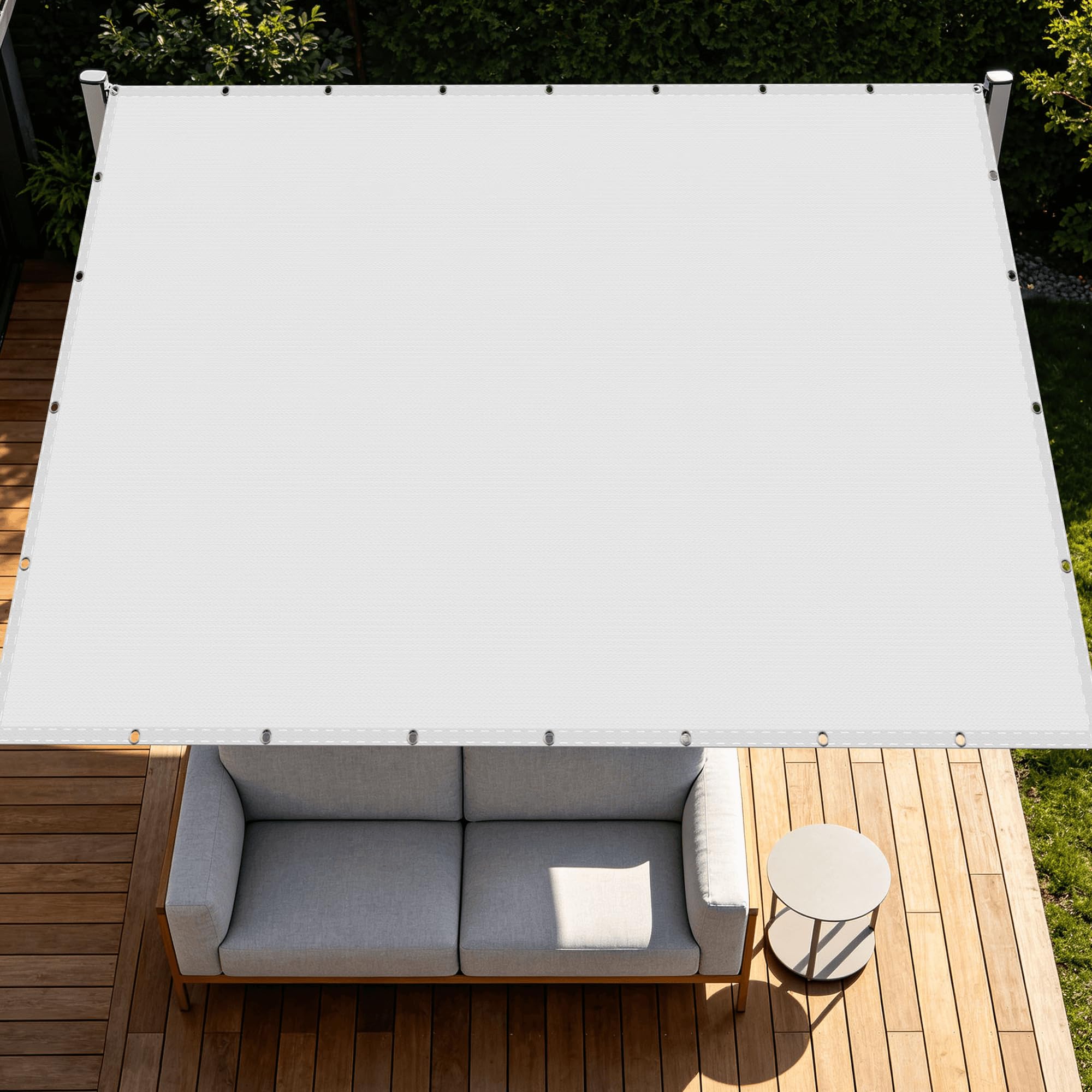 Voile d'ombrage respirant blanc protection UV extérieur jardin 120x500