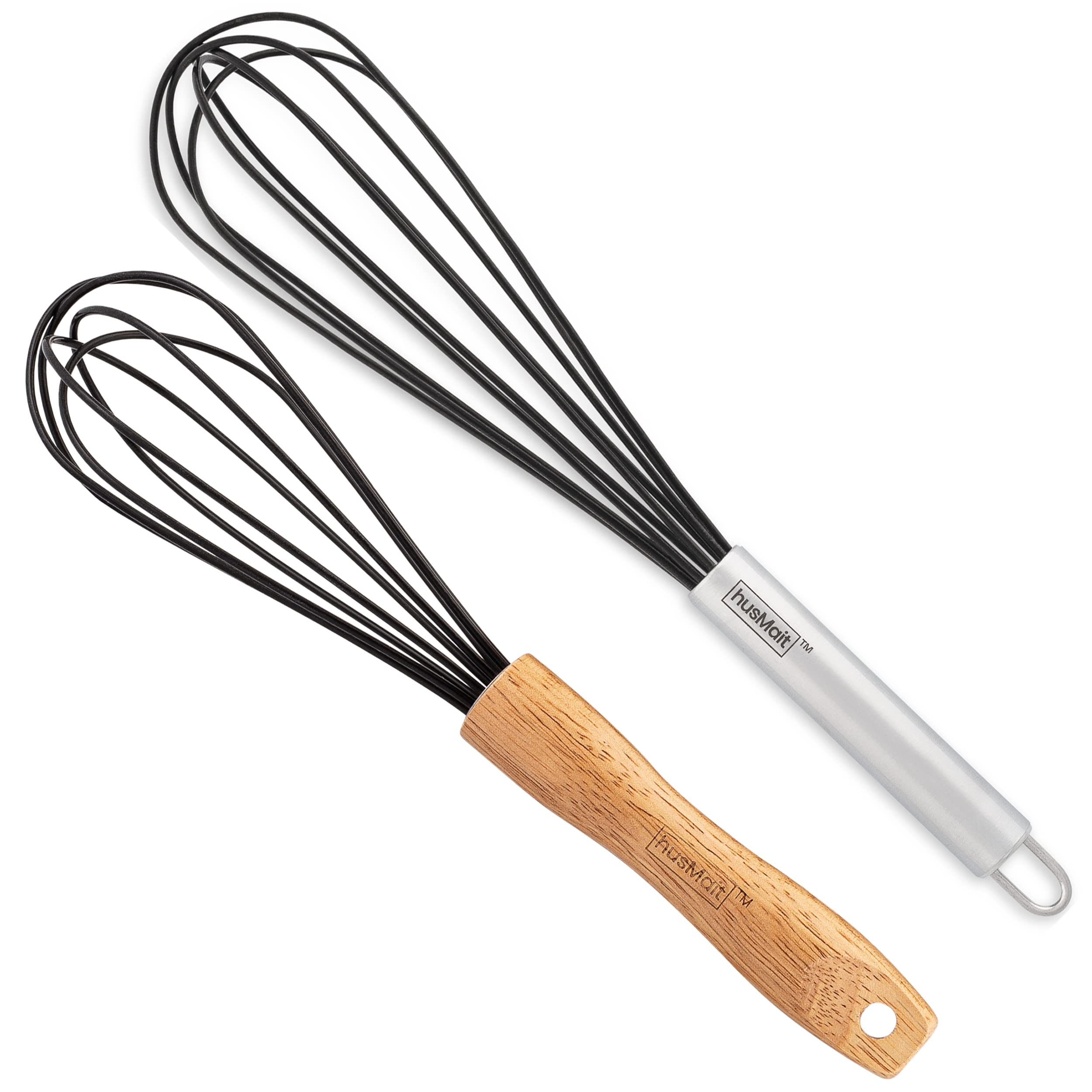 Buy husMait Set of 2 Whisks 12" Stainless Steel Handle with Sicone