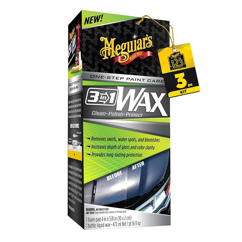 Meguiar's 3-in-1 Wax: cera limpadora, polidora e protetora para pintura, 473 g