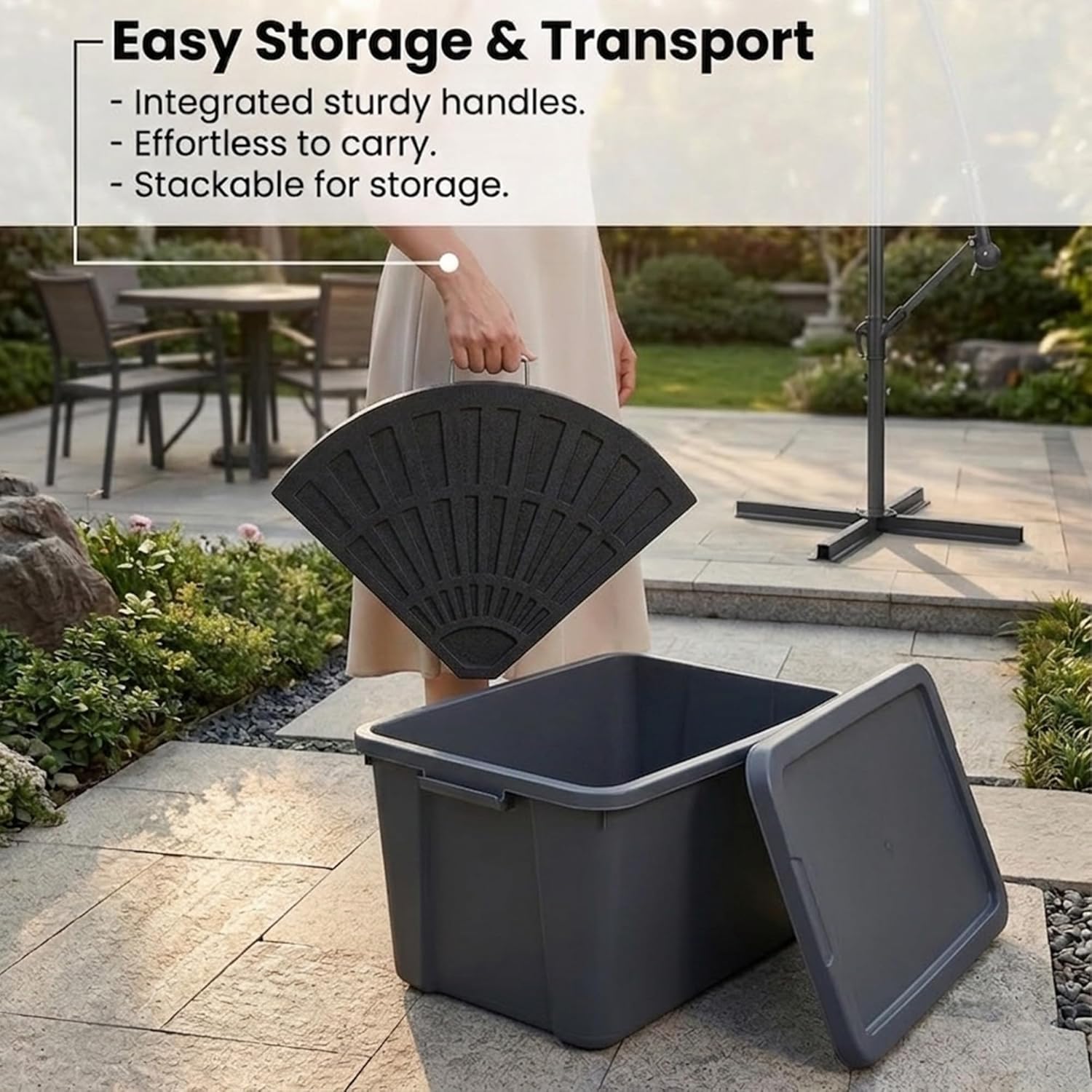 Yescom Patio Offset Umbrella Base Stand 54lb Concrete filled with Resin Jacket Solid Weight Non-fillable Freestanding Umbrella Base for Resort Restaurant Club
