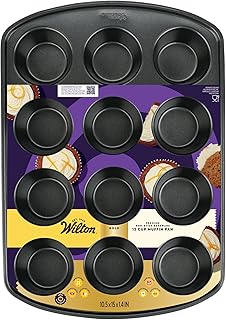 Wilton Gold Premium Non-Stick Warp-Resistant Bakeware, Made without PFAs, Muffin Pan, 12-cup, 10.5 x 15 x 1.4 in, Packagin...