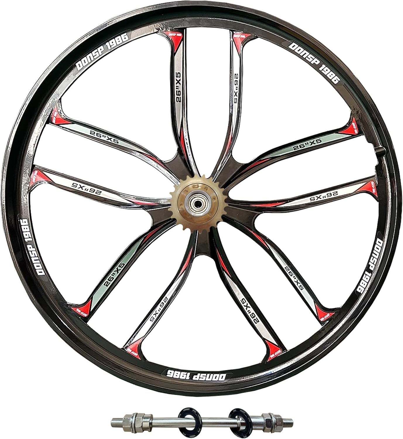 26 inch 10 Spokes Rear Mag Wheel 135mm & 22T Single Speed Freewheel, 26" Magnesium Bike Wheel (Disc Brake) for Beach Cruiser Mountain Bicycle