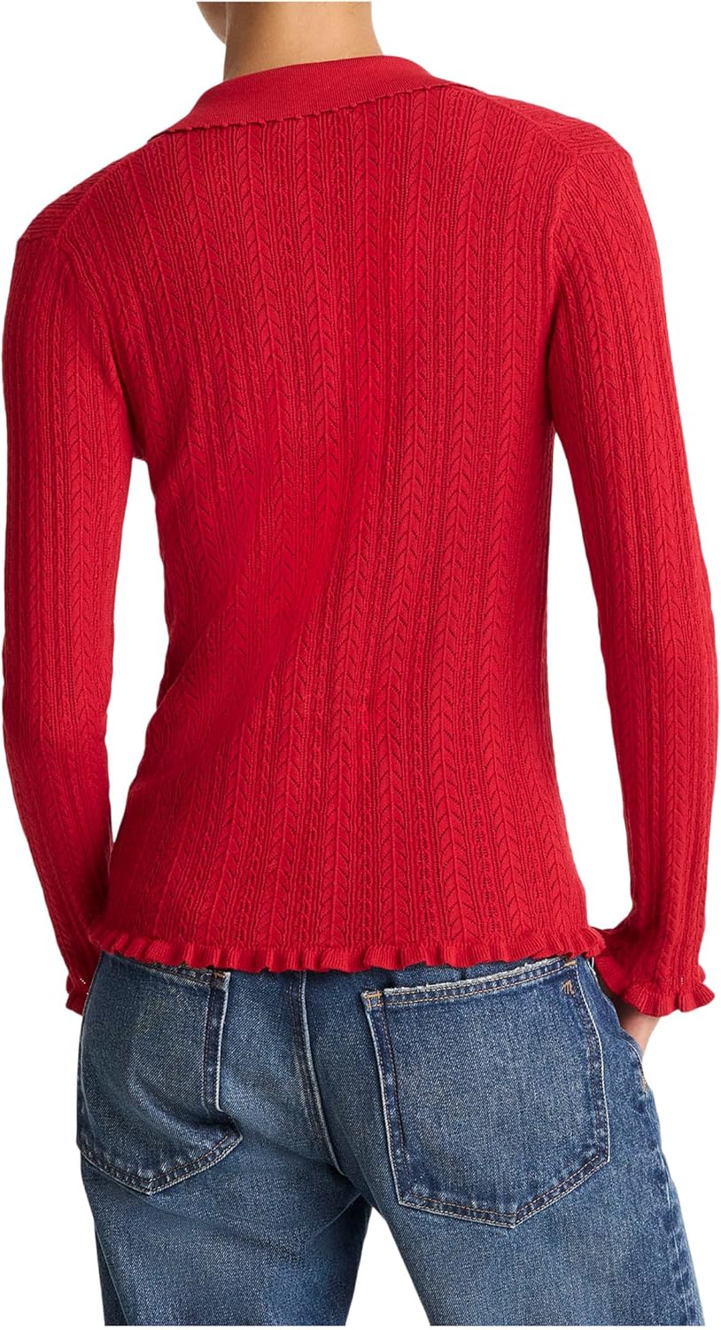 Madewell Women's Snowy Lace Stitch Melody Collar Long Sleeve Top