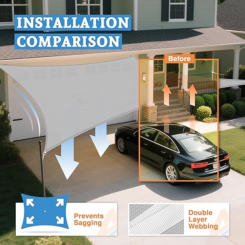 Miniatura 3 de Toldo rectangular de 10 x 13 pies para bloquear la luz solar para patio al aire libre, jardín, patio, terraza, pérgola (gris claro)