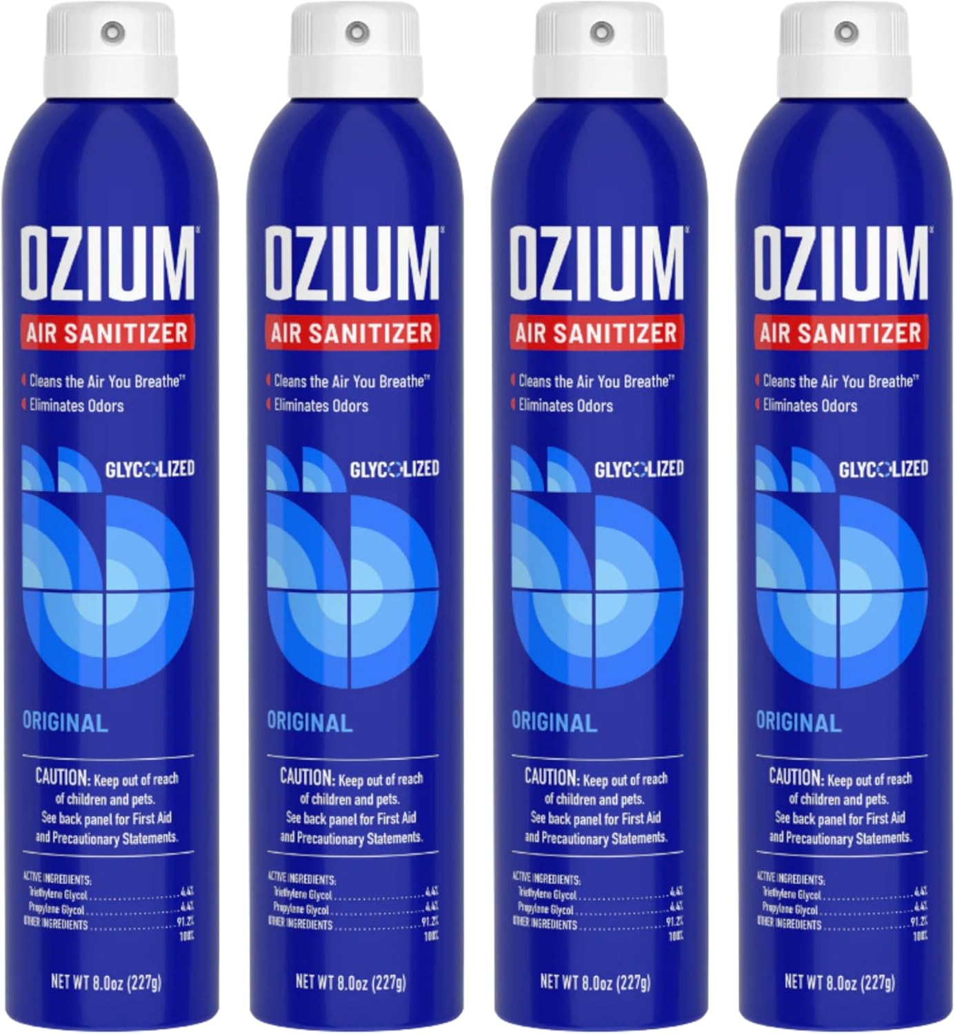 Ozium® 8 Oz. Air Sanitizer & Odor Eliminator for Homes, Cars, Offices and More, Original Scent - 4 Pack | Reduces Airborne Bacteria Eliminates Smoke & Malodors