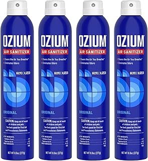 Ozium® 8 Oz. Air Sanitizer & Odor Eliminator for Homes, Cars, Offices and More, Original Scent - 4 Pack | Reduces Airborne Bacteria Eliminates Smoke & Malodors