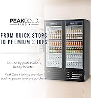 Vista 44 de PEAKCOLD+ 2-Door Upright Display Refrigerator - 25.7 Cubic Ft Energy Efficient Black Merchandiser Refrigerator With Glass Doors, White Interior &