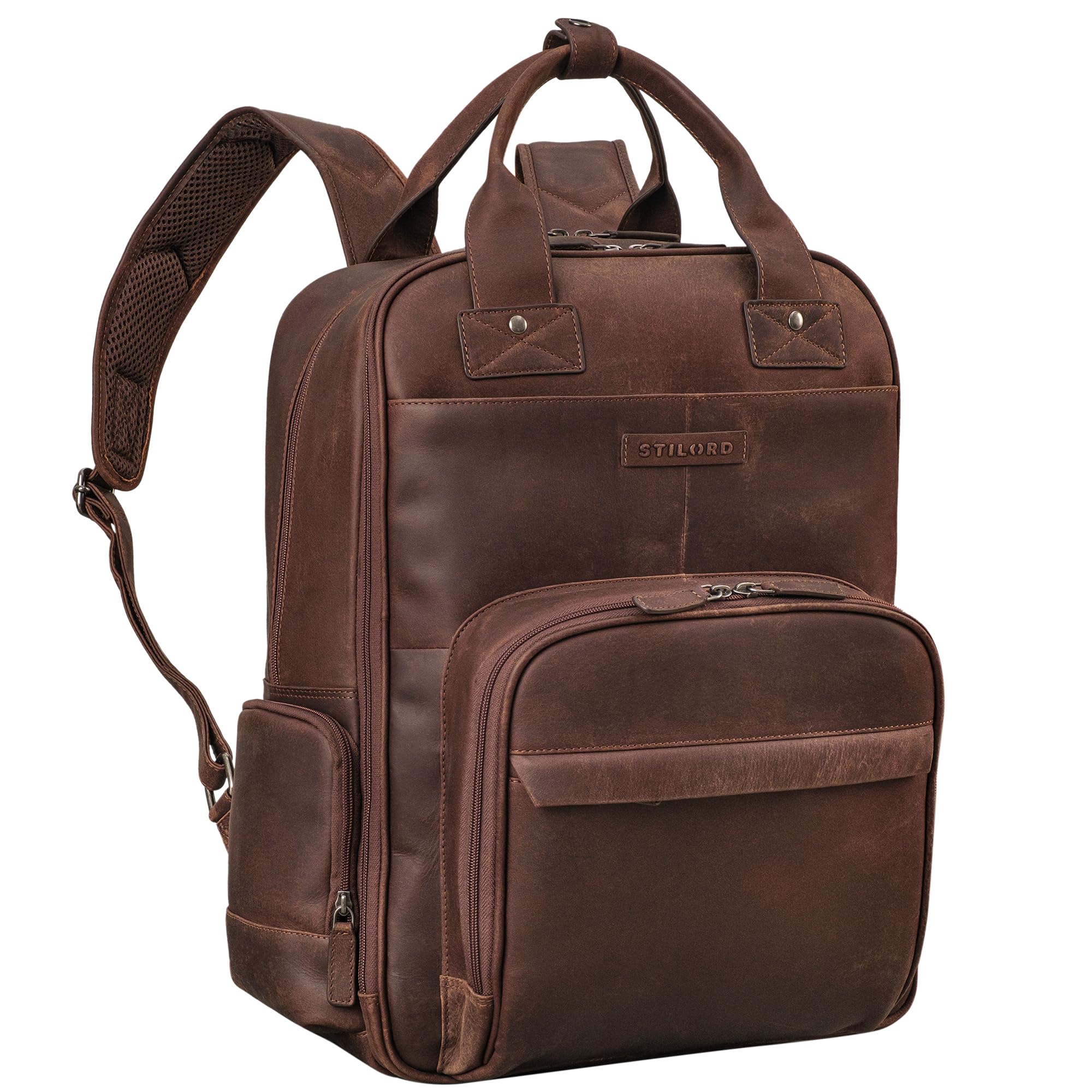 STILORD 'Fiena' Leder Wickelrucksack Groß Damen - großer Babyrucksack & Windelrucksack - elegante Wickeltasche im Vintage Stil - Lederrucksack aus Echtleder für Mamas
