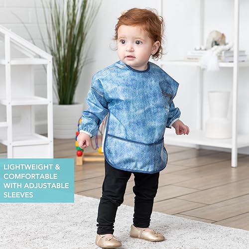 Miniatura 79 de Bumkins - Babero con mangas - Para niños y niñas, bebés y niños pequeños de 6 a 24 meses - Ligero, duradero, impermeable - Babero de manga larga -