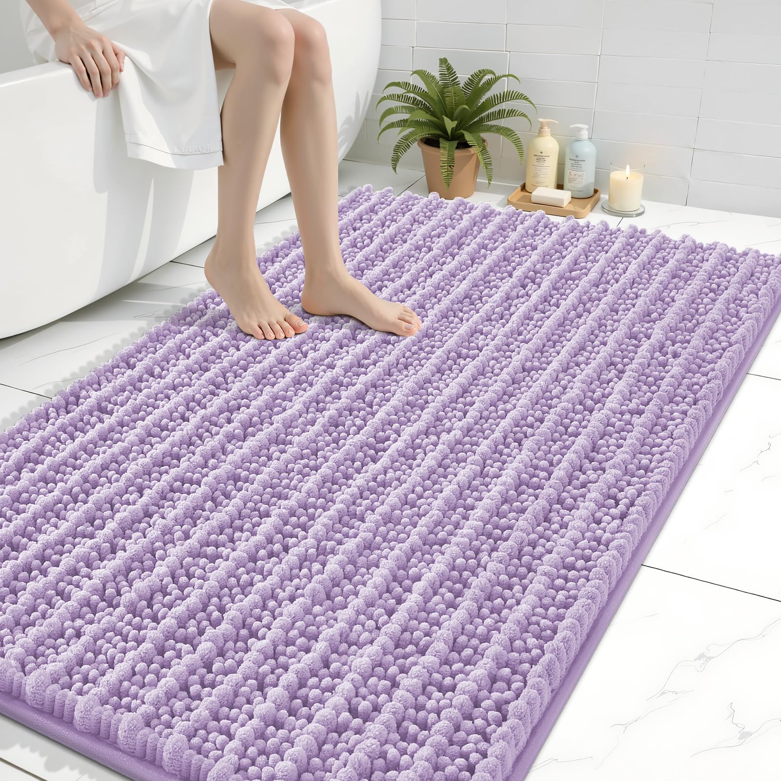 Arotive Bathroom Rugs Mat 47x32, Soft Absorbent Chenille Shaggy Bath Mat