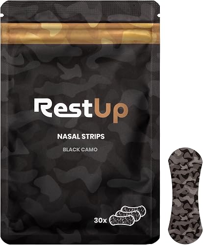 Black Camo Nasal Strips - Athletic Breathing, Snoring Relief, Sleep Aid | RestUp 30pk