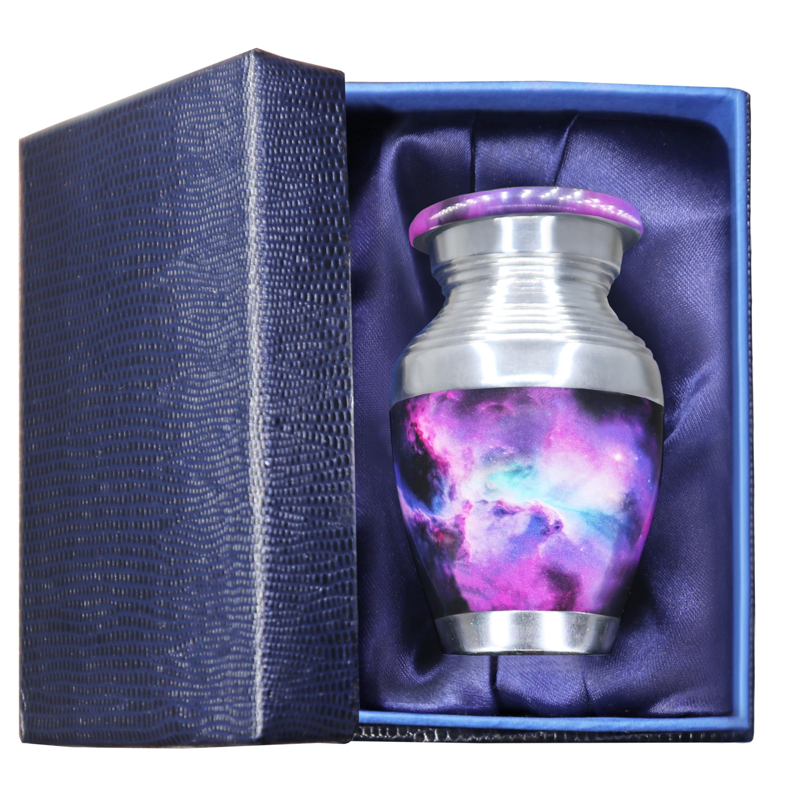 M MEILINXU Small Galaxy Urn, Purple Keepsake Urns, Mini Urn for Human Ashes
