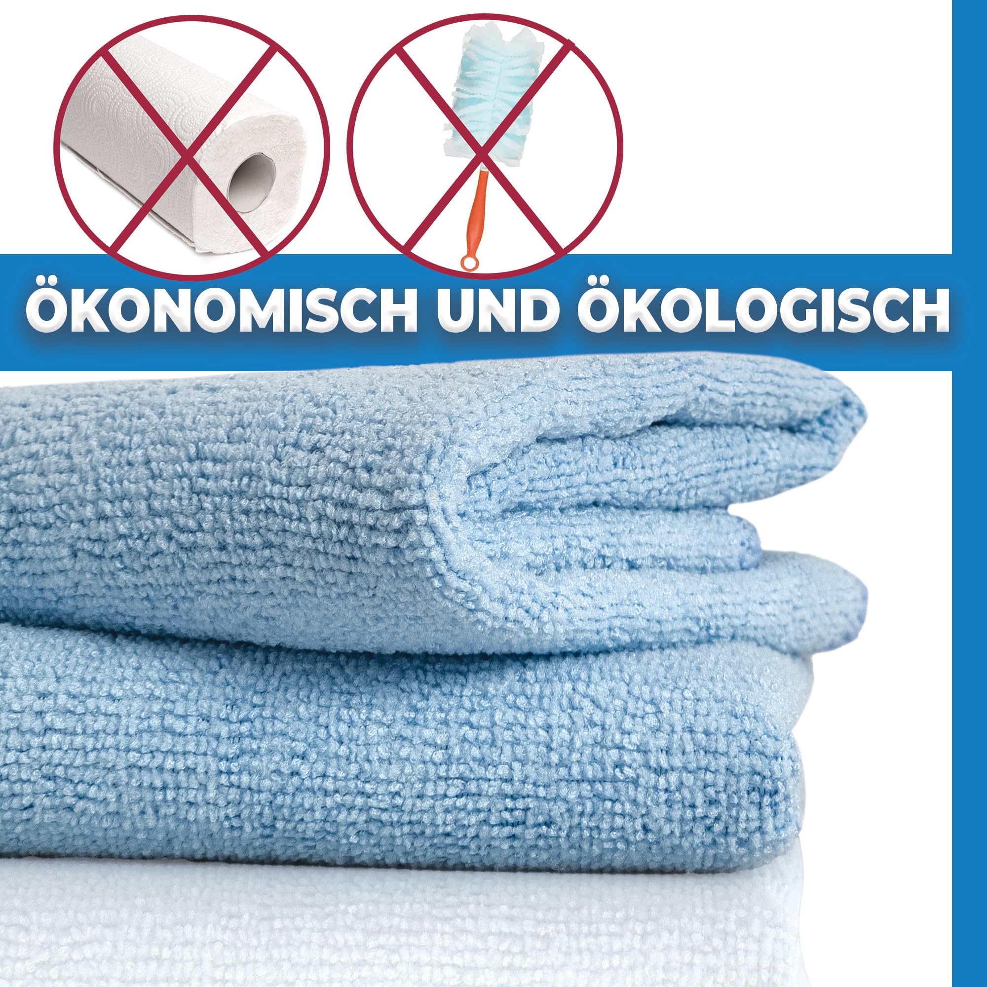 Mikrofasertücher Allzwecktücher 40x40 cm – 10er / 20er / 200er Set – Farben Blau, Rot, Gelb, Grün – Putzlappen, Reinigungstücher & Spüllappen für Küche, Bad & Haushalt