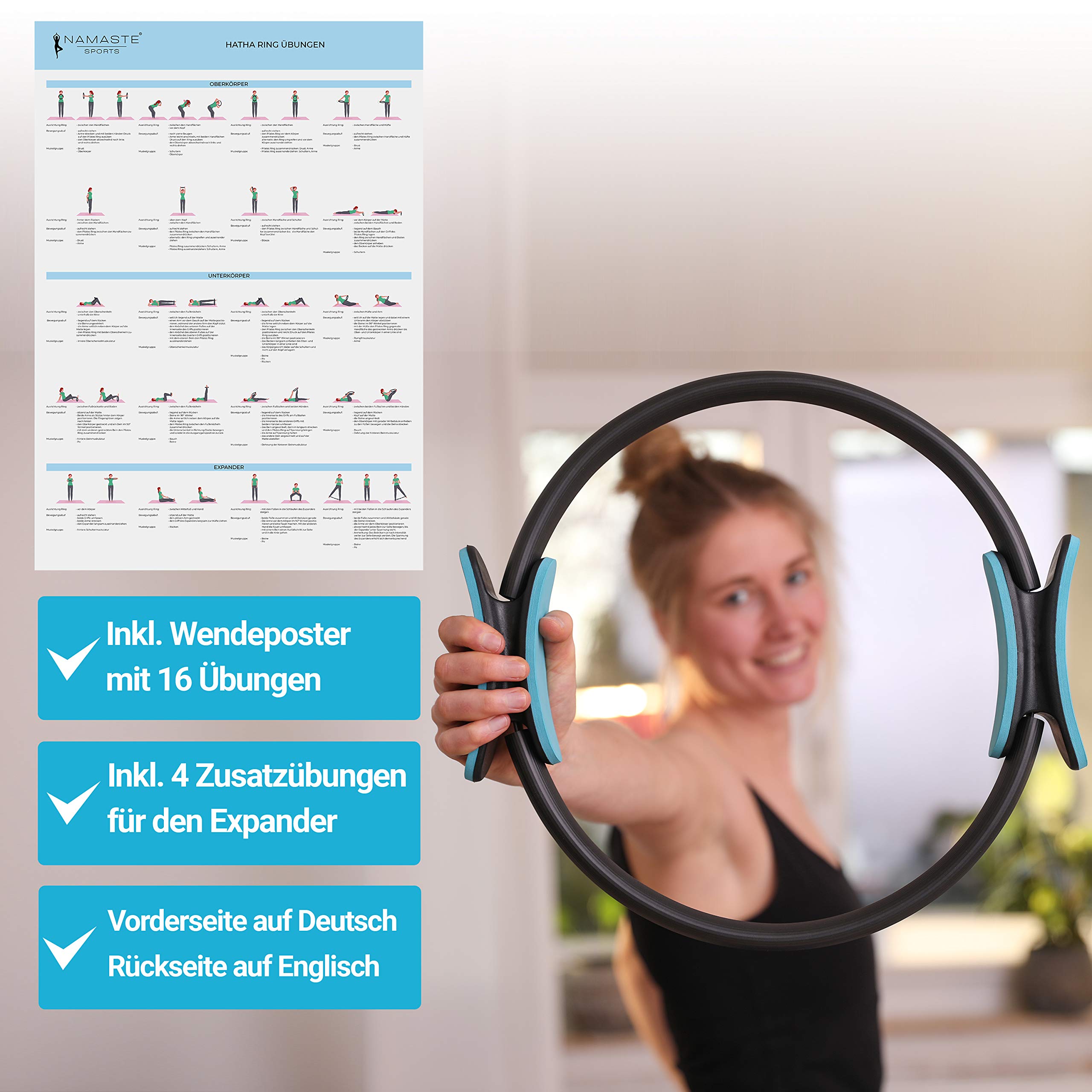 Pilates Ring Multifunktions Fitness Trainer mit Dual-Grip I Pel Pilatesring für Bauch, Beine, Po Übungen I Sport Pilatisring Pelring