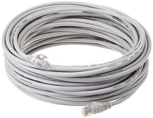 Amazon Basics RJ45 Cat-5e Network Ethernet Patch/LAN Cable for Router – 50 Feet (15.2 Meters, White) at Rs. 289