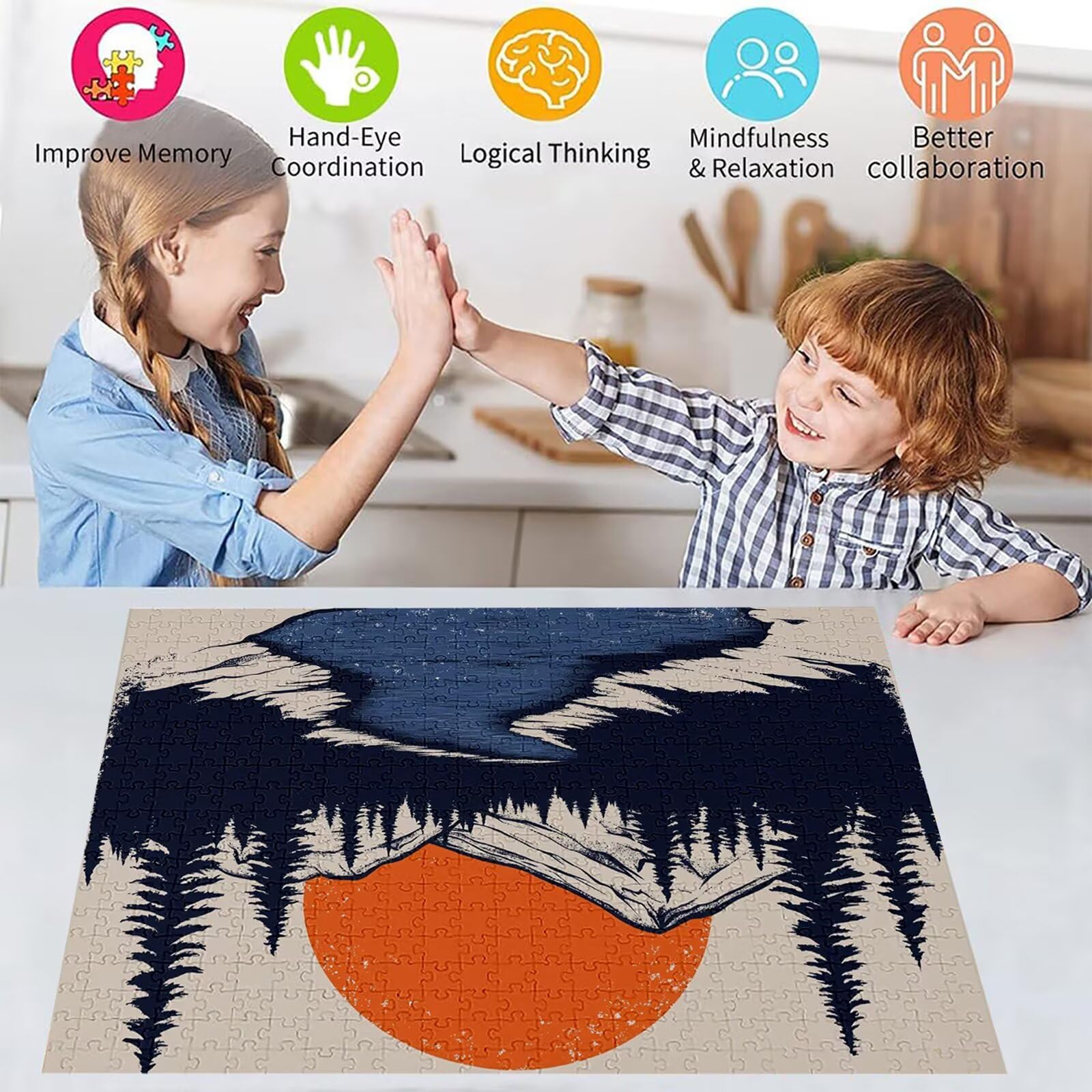 Puzzle 3000 elementów puzzle góry dla dorosłych księżyc 122 x 81 cm Unikalne rzemiosło klasyczne 3D drewniane układanka do rodzinnych gier aktywnych, układanka do samodzielnego wykonania nawet do