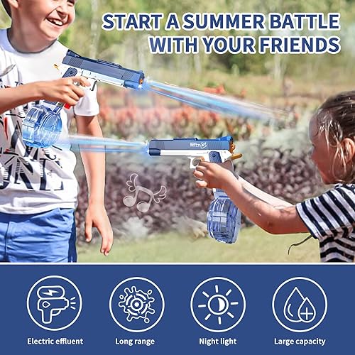 Miniatura 6 de Pistola de agua eléctrica con largo alcance, pistola de chorro automática para niños y adultos, pistola de agua de larga distancia para piscina,