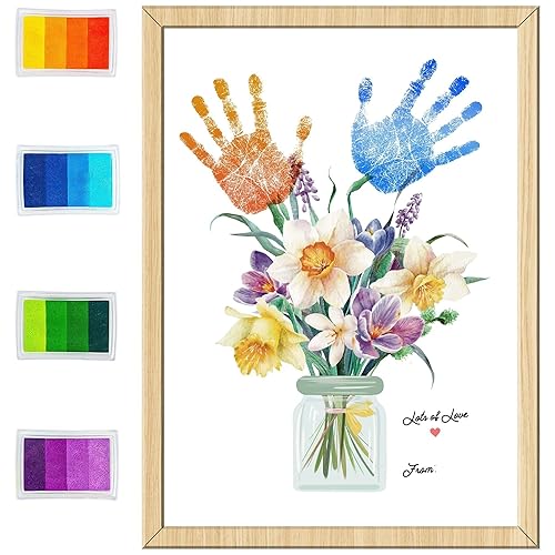 HiFulerr Unique Grandma Gifts - Handprint Flower Crafts from Kids,