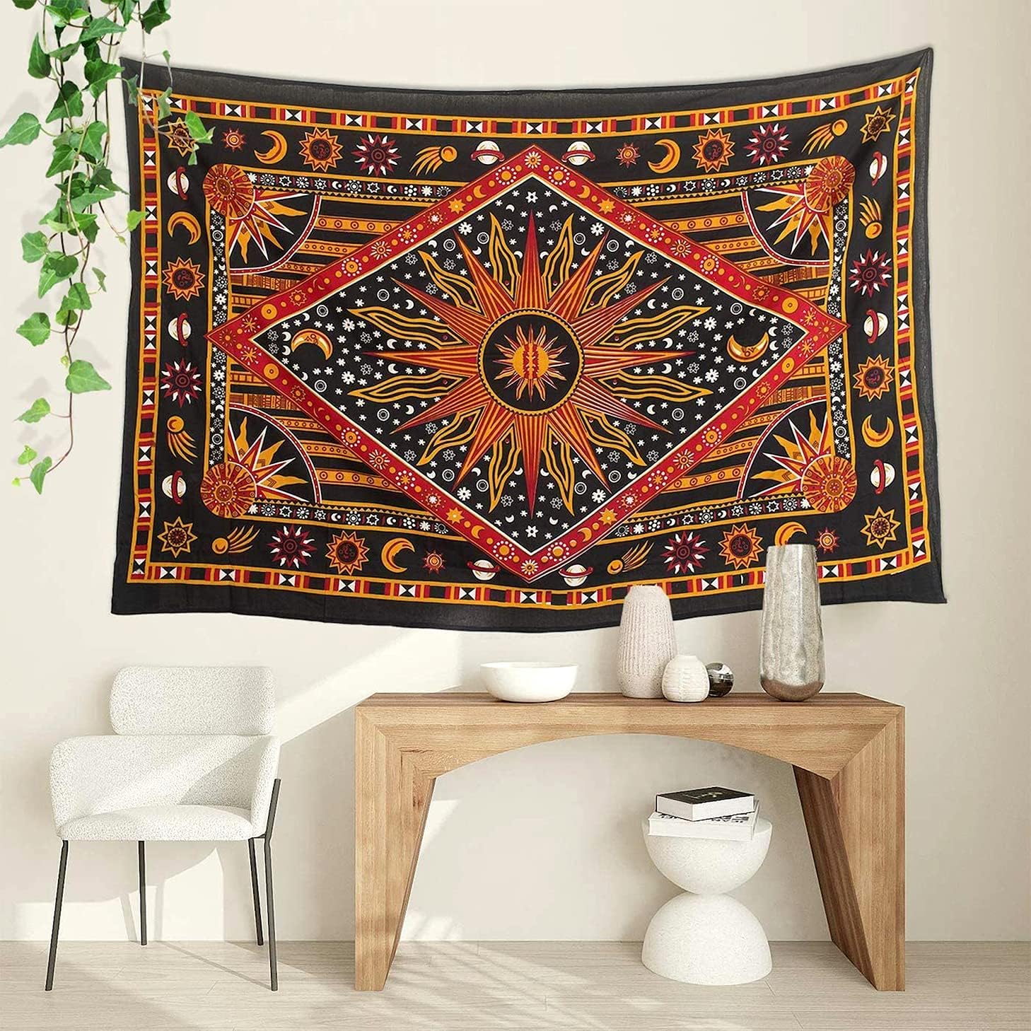 raajsee Burning Sun Golden Tapestry Bedroom Aesthetic- Zodiac Mandala Tarot Wall Hanging - Image 4