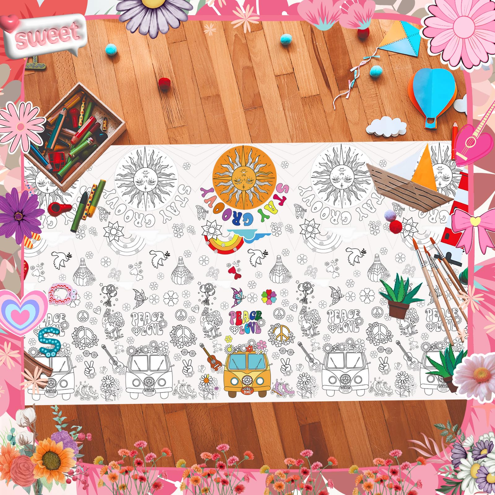Tablecloth Drawring Disposable Drawing Tablecovers 3 Pack Giant Kids Coloring Tablecloths ...