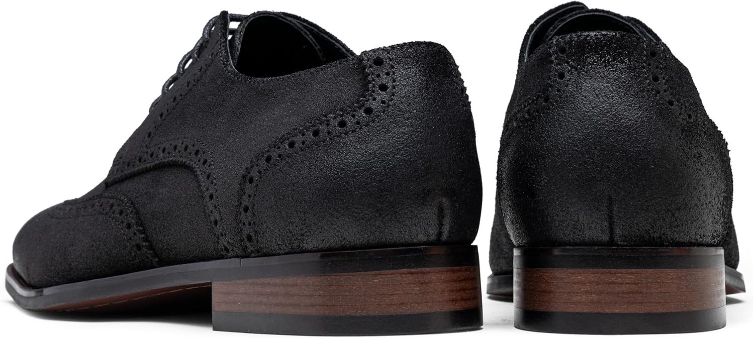 Jousen Men's Dress Shoes Leather Wingtip Formal Business Oxford Shoes Brogue Retro Derby Dress Shoes for Men - Image 8