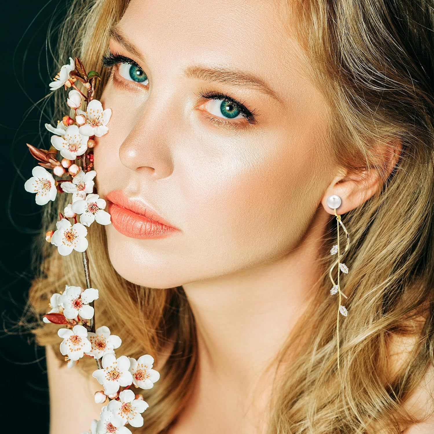 ASOQOLA Clip on Earrings Non Pierced for Women Long Dangle Drop Clip Earrings - Cubic Zirconia Leaf Earrings for Women Wedding Party Prom Jewelry Gifts - Image 3